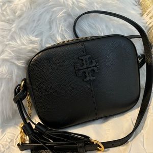 Tory Burch McGraw camera bag black leather